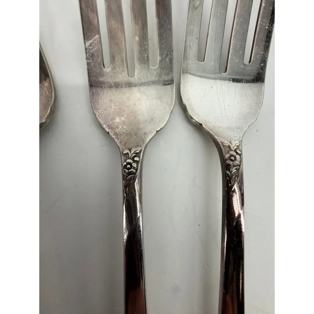 Oneida Community Evening Star Silverplate Salad Dessert Forks 1950s Lot of 8